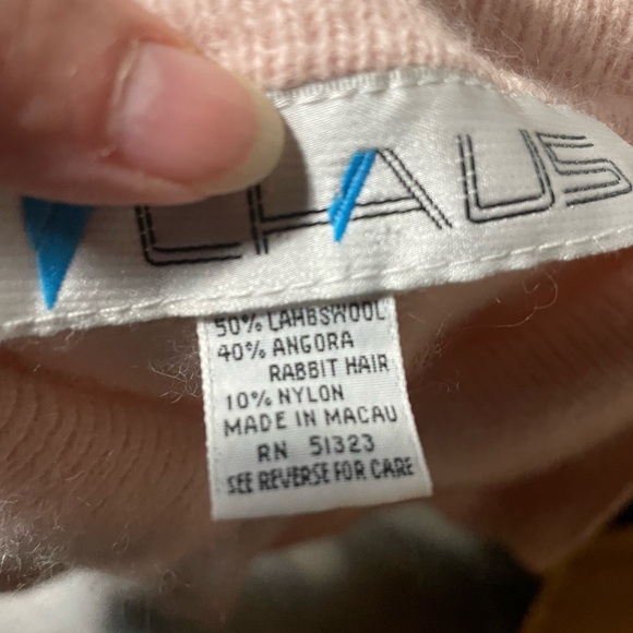 Chaus Sweater Women’s Angora & Lambswool Blend Pink Small Button Up - Picture 4 of 9